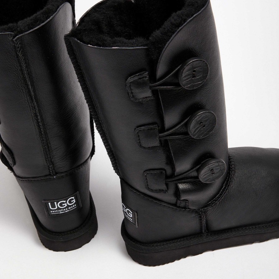 Kvinder UGG Since 1974 Knap Triplet & Quad | Kvinder Burleigh Button Triplet Nappa Nappa sort