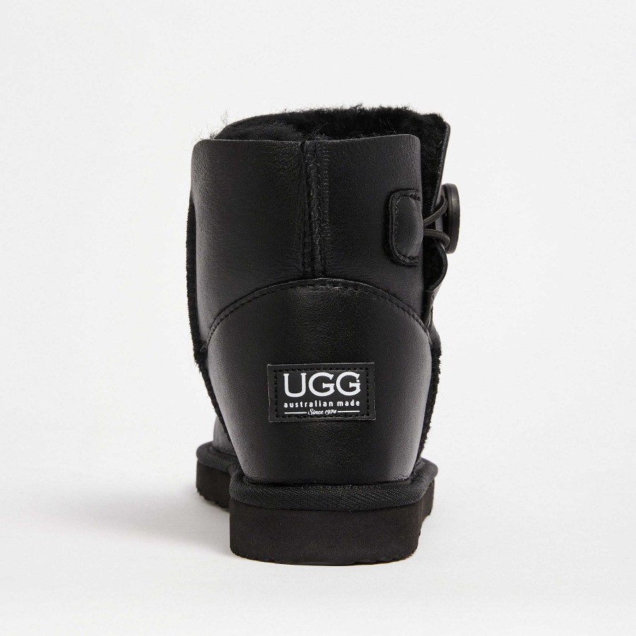 Kvinder UGG Since 1974 Knap Mini | Burleigh Button Mini Nappa til kvinder Nappa sort