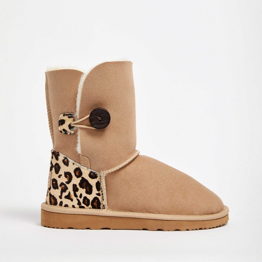 Kvinder UGG Since 1974 Knap Midt | Dame Burleigh Button Mid Baby Leopard