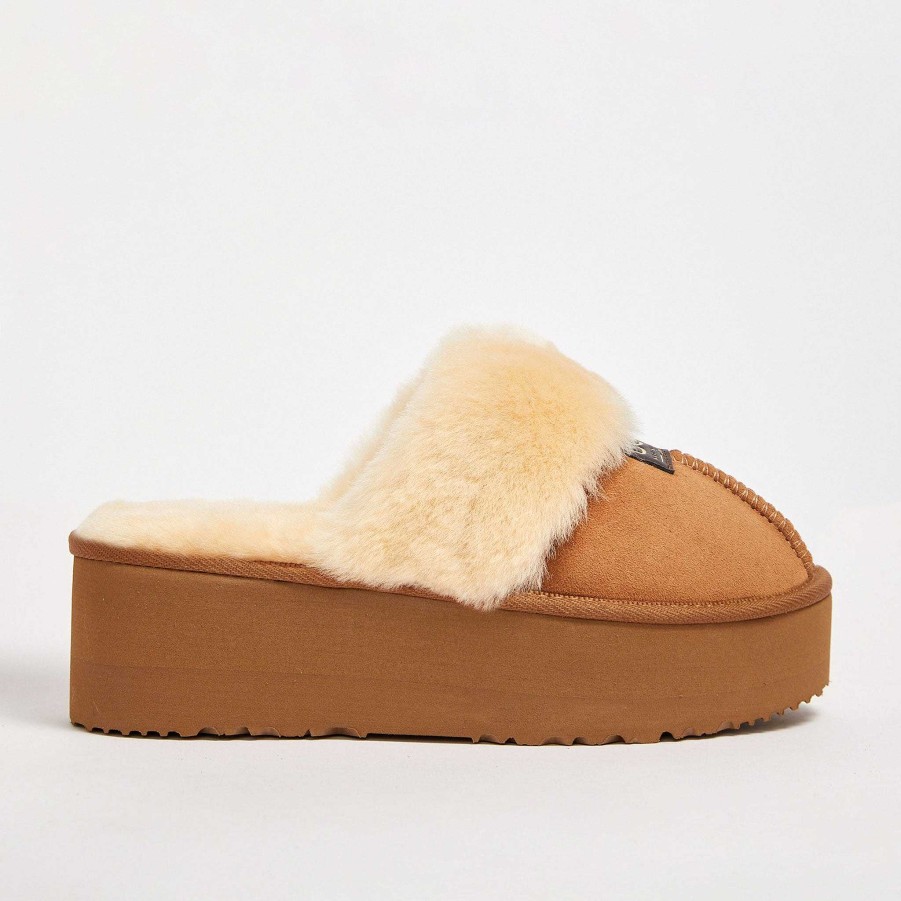 Kvinder UGG Since 1974 Hjemmesko | Dame Platform Designer Hjemmesko Natural