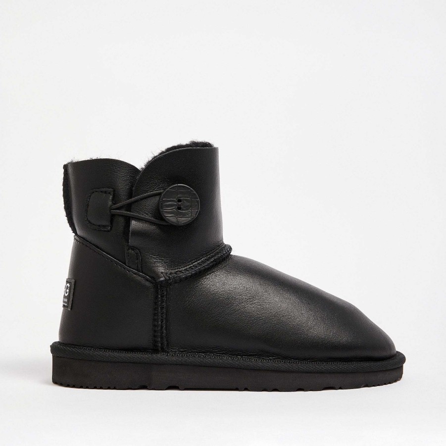 Kvinder UGG Since 1974 Knap Mini | Burleigh Button Mini Nappa til kvinder Nappa sort