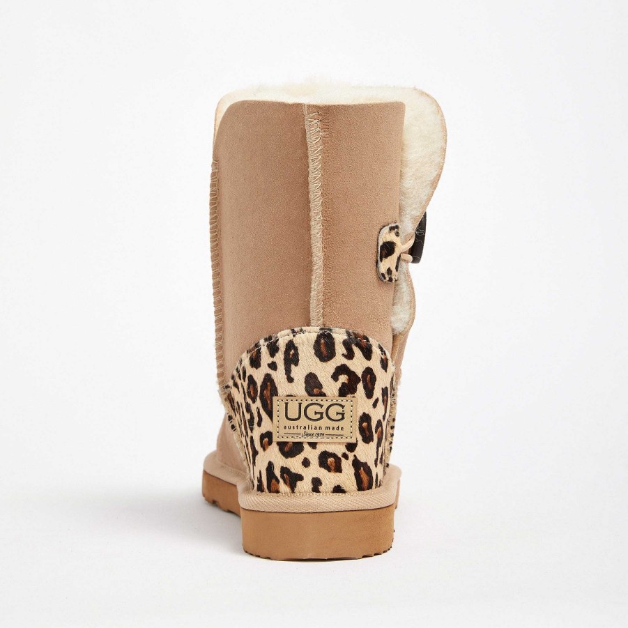 Kvinder UGG Since 1974 Knap Midt | Dame Burleigh Button Mid Baby Leopard